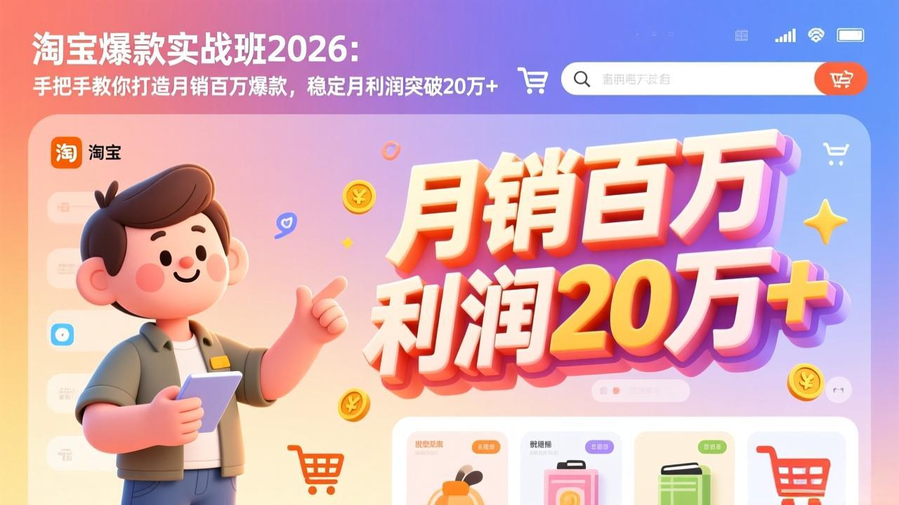 淘宝爆款实战班-2026年2月更新：手把手教你打造月销百万爆款，稳定月利润突破20万+-小创项目网