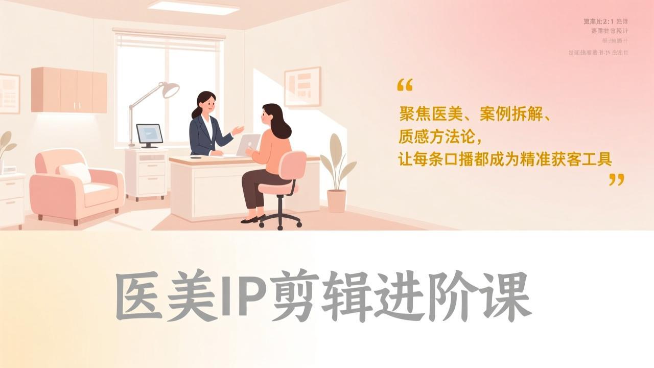 医美IP剪辑进阶课，聚焦医美、案例拆解、质感方法论，让每条口播都成为精准获客工具-小创项目网