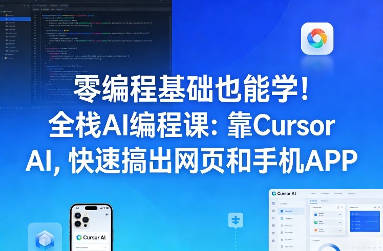 零编程基础也能学！全栈AI编程课：靠Cursor AI，快速搞出网页和手机APP-小创项目网