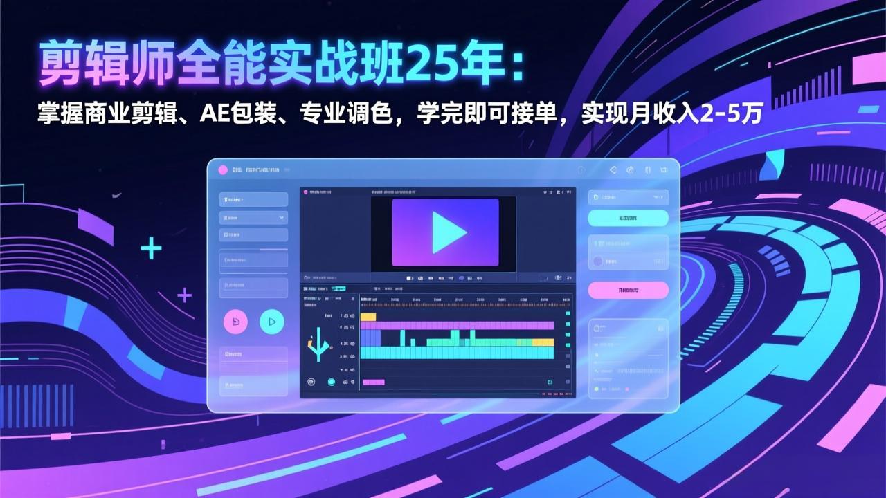 剪辑师全能实战班25年：掌握商业剪辑、AE包装、专业调色，学完即可接单，实现月收入2-5万-小创项目网