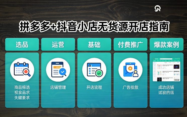 拼多多+抖音小店无货源开店，包括：选品、运营、基础、付费推广、爆款案例等(更新26年2月)-小创项目网